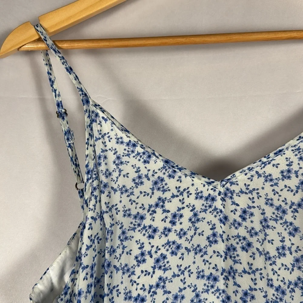 Reistor‎ Midi Dress MED Ditsy Floral Tie Waist Cupro Cottagecore Garden Prairie